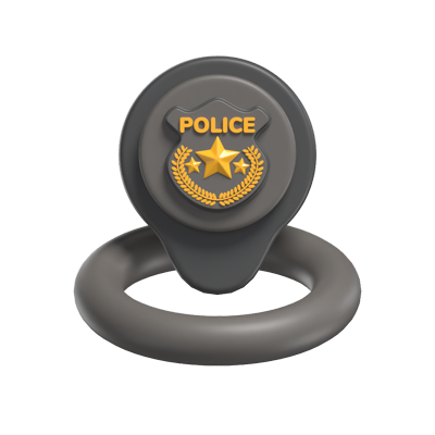 3D Police Station Location Pin 3D Graphic