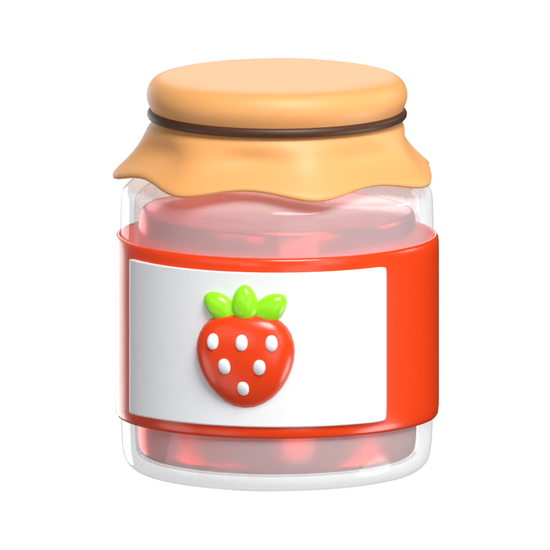 3D Strawberry Jam Jar Sweet Berry 3D Graphic