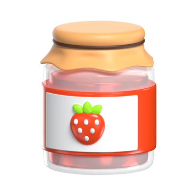 3D Strawberry Jam Jar Sweet Berry 3D Graphic