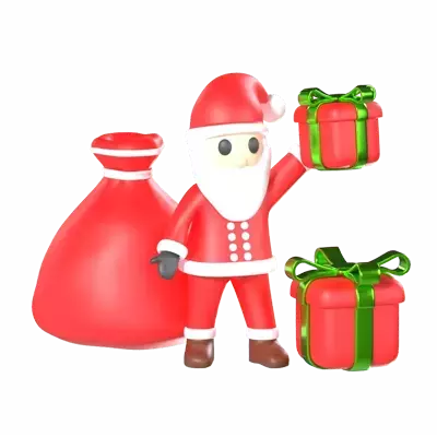 Santa Giving Gifts 3D Graphic