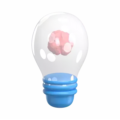 Creativity 3D Model Brain Inside Lightbulb 3D Graphic