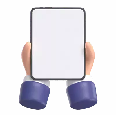 Hands Holding Tablet 3D Graphic