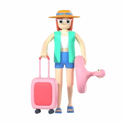 Girl Traveling 3D Illustration