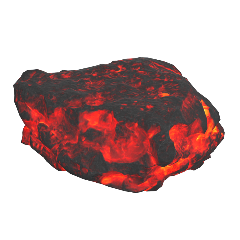 Gran Roca Volcánica Modelo 3D Con Lava Brillante