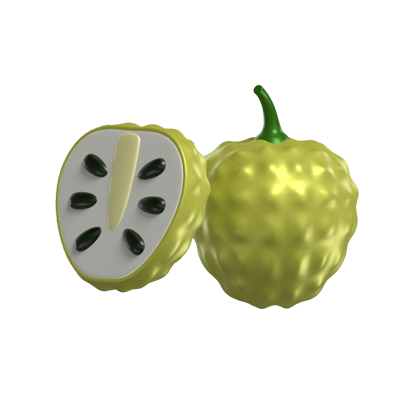 3D Custard Apple Model Ganze Frucht und eine in Scheiben geschnittene 3D Graphic