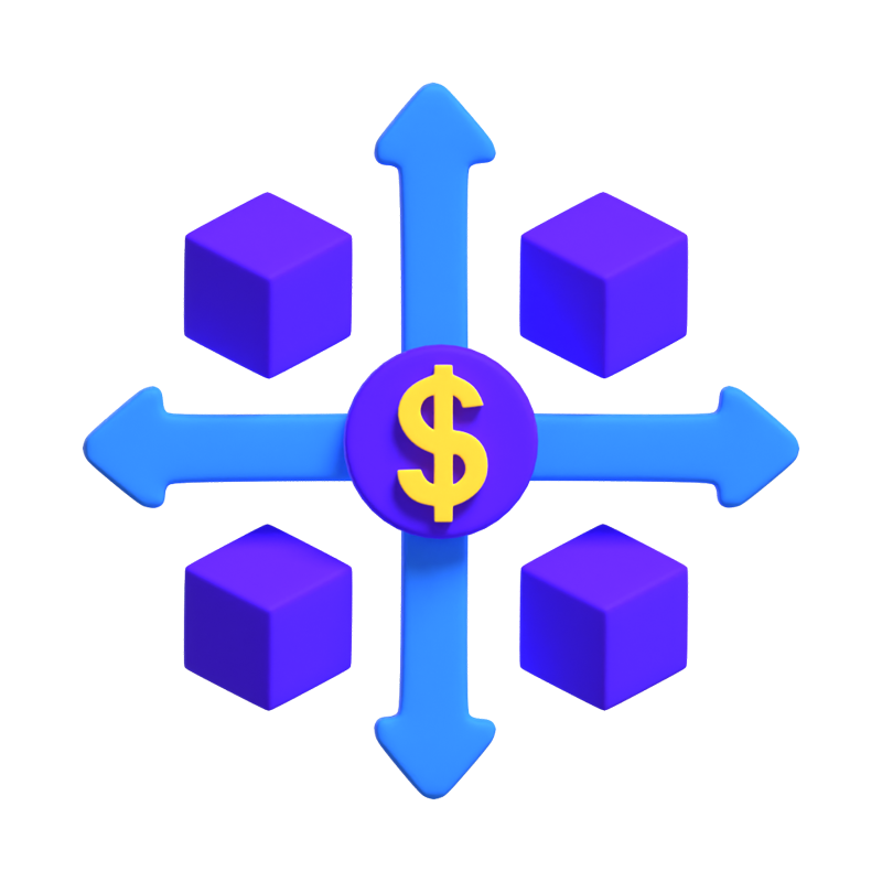 3D Market Positioning With Dollar Symbol 3D Graphic