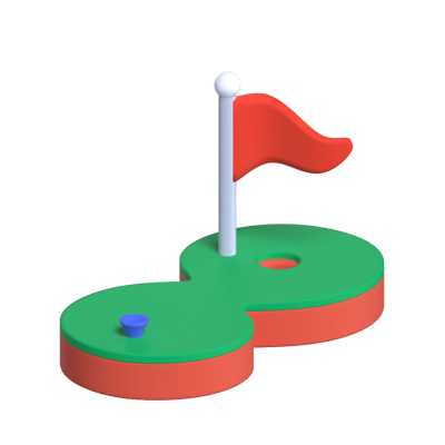 Golf Field With A Flag And Hole 3D Icon 3D Graphic