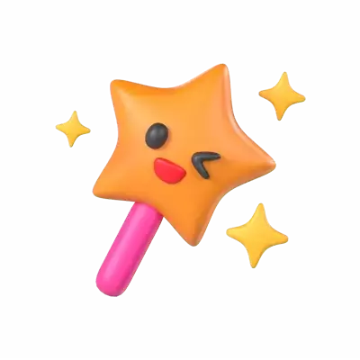 3D Fairy Wand Model With Sparkling Winking Face 3D Graphic