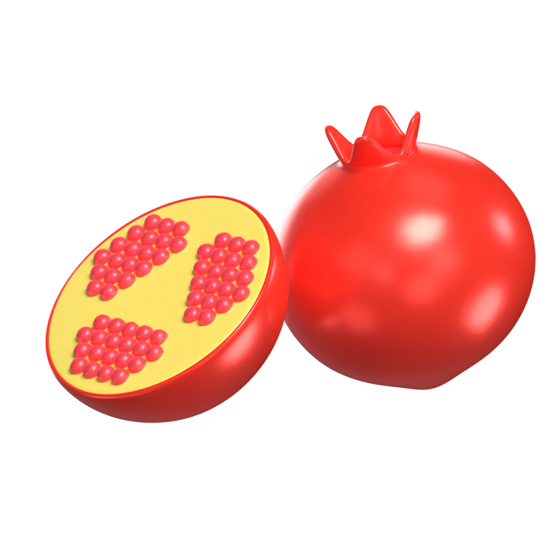 3D Pomegranate Model Whole Fruit And A Pulp Exposed One 3D Graphic