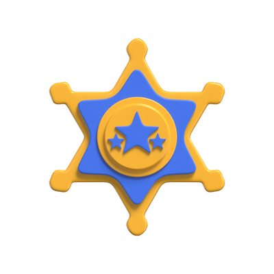 Sheriff Badge 3D Model With Stars 3D Graphic