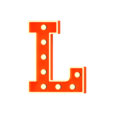 L Letter 3D Shape Marquee Lights Text 3D Graphic