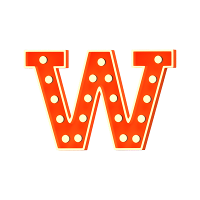 W Letter 3D Shape Marquee Lights Text 3D Graphic