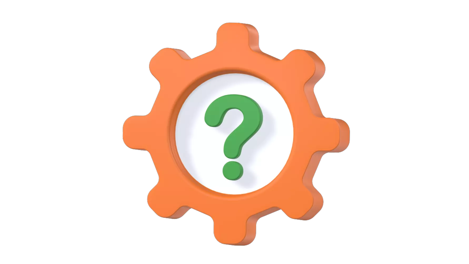 Gear With Question Mark 3D Graphic
