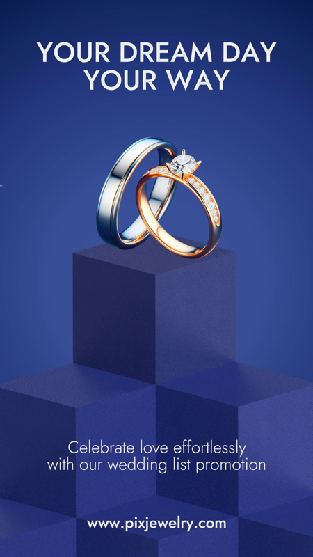 Jewelery Wedding Rings Poster Promotion 3D template