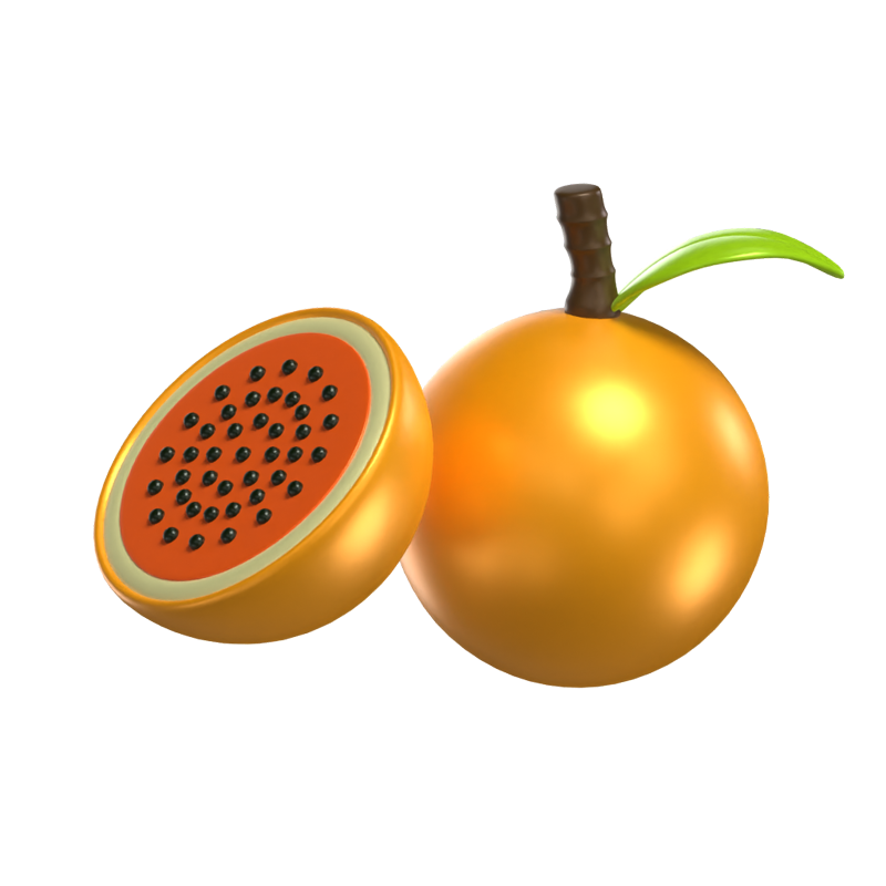 3D Passion Fruit Model Whole Fruit And A Sliced One 3D Graphic
