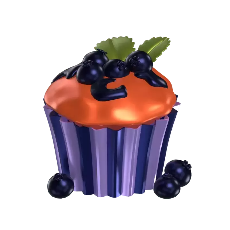 3D Blueberries Muffins With Lots Of Fruit 3D Graphic