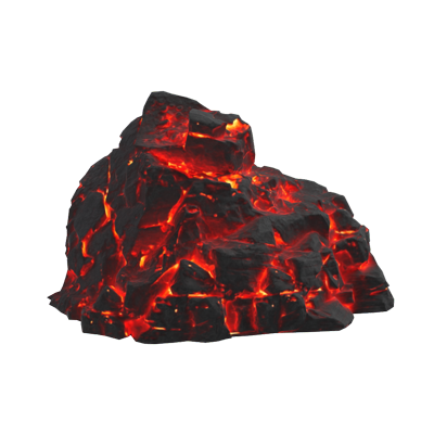 Big Volcanic Rock 3D Model With Lava Flow Glowing 3D Graphic