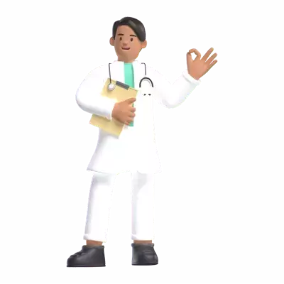 Male Doctor With Ok Sign 3D Illustration
