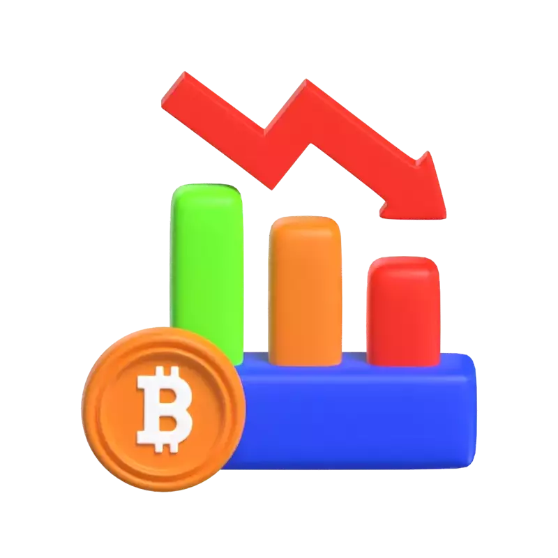 3D Crypto Loss Concept Navigating Market Fluctuations 3D Graphic