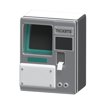 3D Train Ticket Machine With Screen 3D Graphic