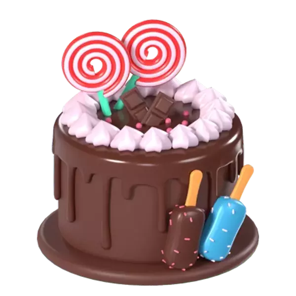 Geburtstag Schoko mit Lollipop 3D Graphic