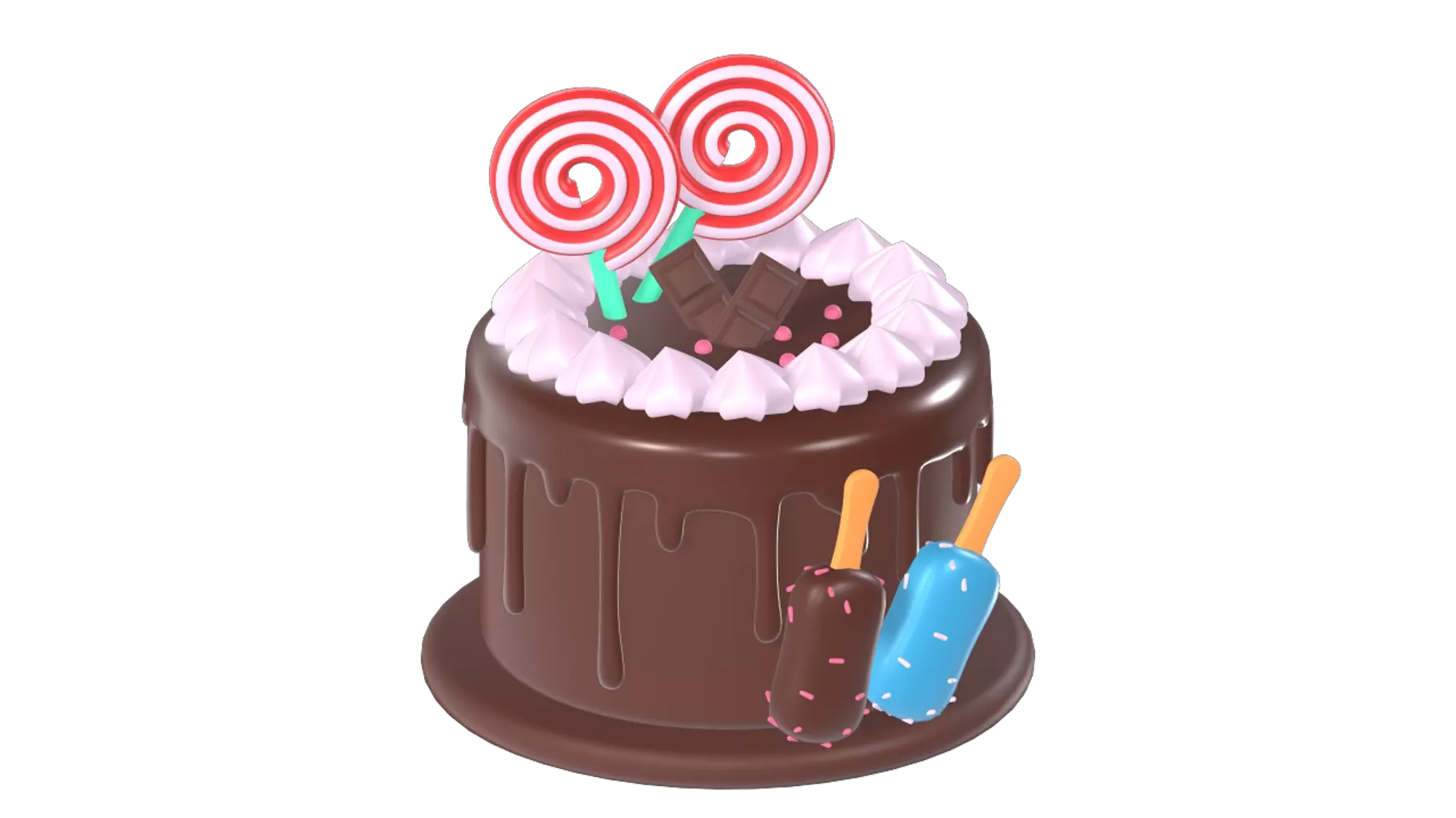 Birthday Choco With Lollipop 3D Graphic