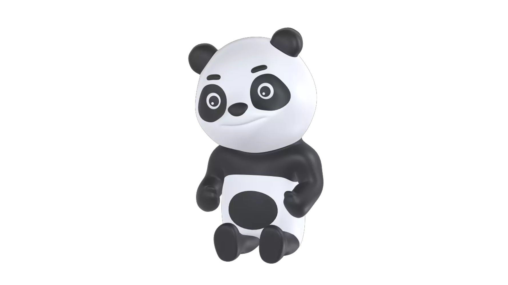 Panda Sitting Tired 3D Graphic