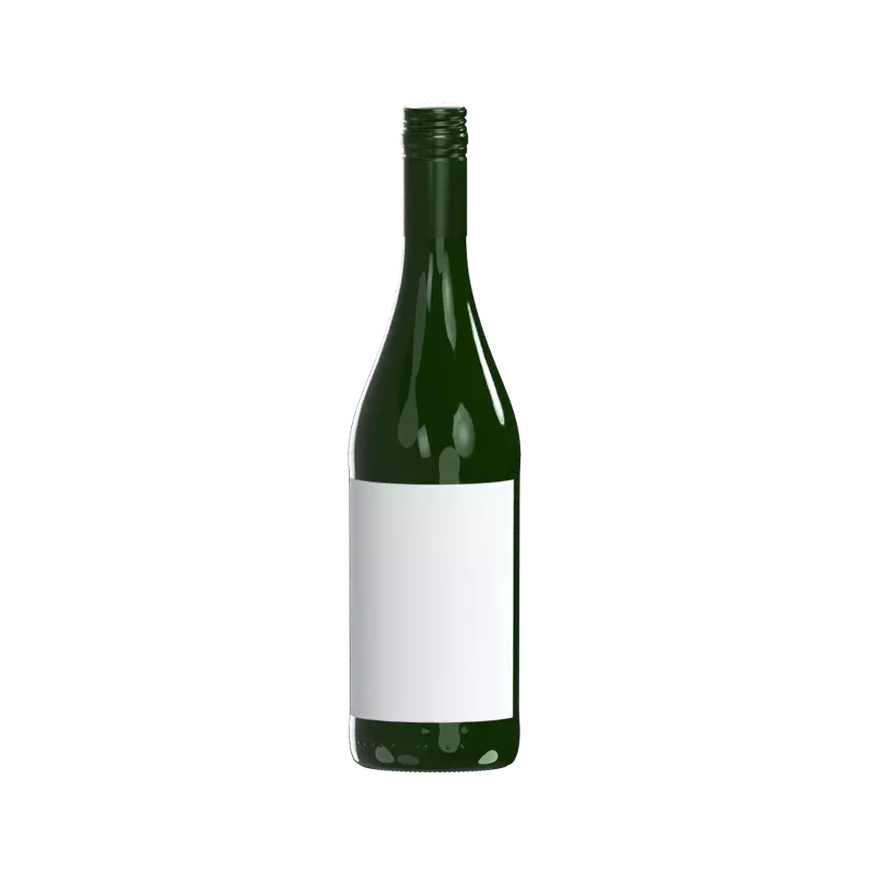 3D Elegant Wine Bottle With Green Cap 3D Graphic