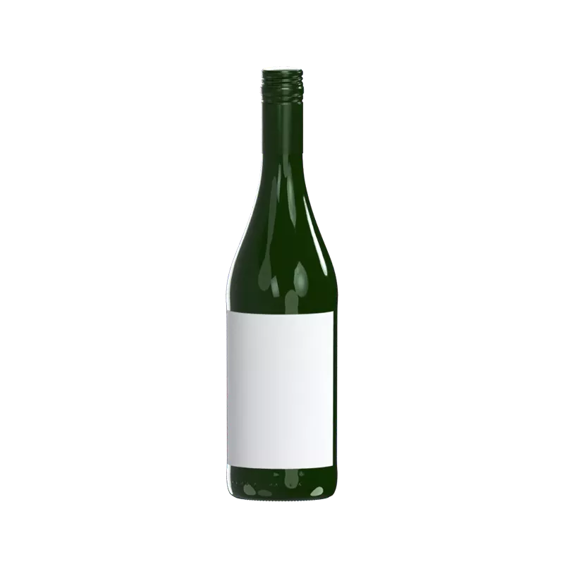 Garrafa de vinho elegante em 3D com tampa verde