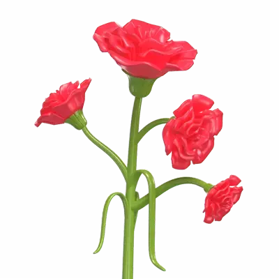 3D Model of Carnation With Multiple Stems Abundant Bloom 3D Graphic