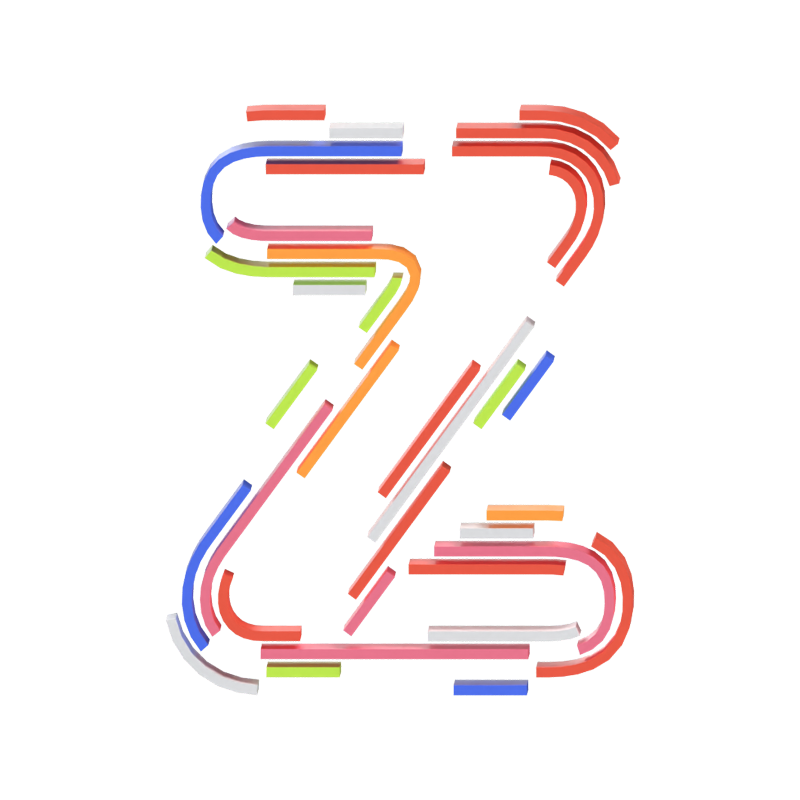 Z Letter 3D Shape Stripe Text 3D Graphic