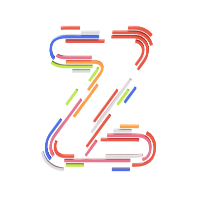 Z Letter 3D Shape Stripe Text 3D Graphic