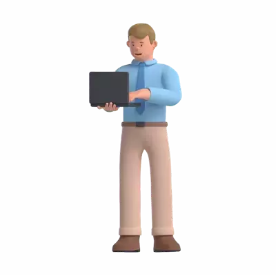 Businessman Work On Laptop 3D Illustration