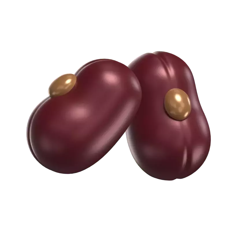 Two Red Bean Pieces 3D Model 3D Graphic