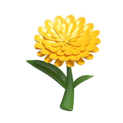 3D Zinnia Cute Yellow Cheerful Floral Delight 3D Graphic