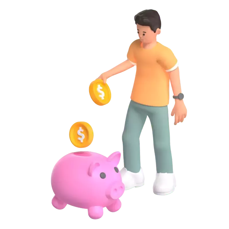 Feeding Piggy Bank 3D Illustration