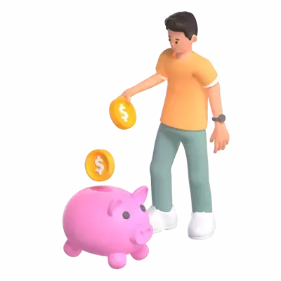 Feeding Piggy Bank 3D Graphic