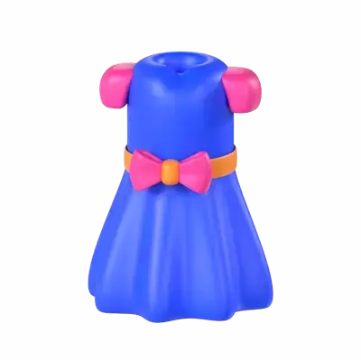 Birthday Costume 3D Model Dress With Ribbon On Waist 3D Graphic