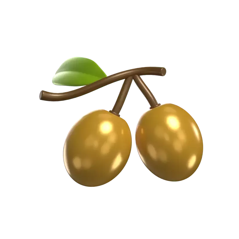 Two Olive Pieces On A Branch With A Leaf 3D Model 3D Graphic