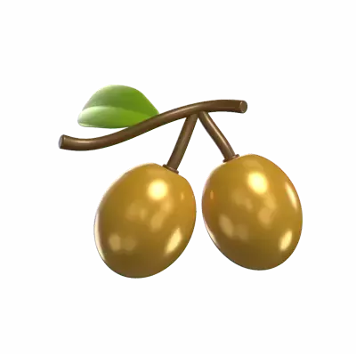 Two Olive Pieces On A Branch With A Leaf 3D Model 3D Graphic