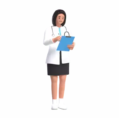 Female Doctor Writing On Clipboard 3D Illustration