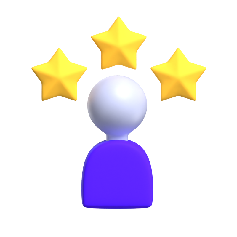 3D Customer Rating With Three Stars 3D Graphic