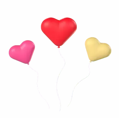 Heart Balloons 3D Graphic