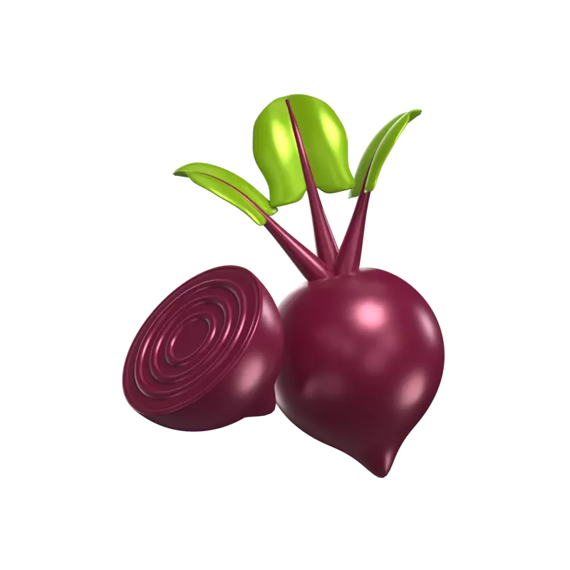 3D Beet Model And A Sliced Beet On Side 3D Graphic