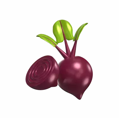3D Beet Model And A Sliced Beet On Side 3D Graphic