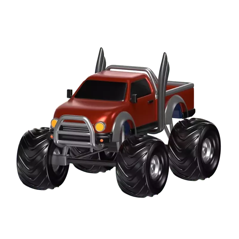 3D Dark Red Monster Truck Model Off Road 3D Graphic