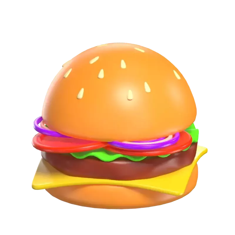 3D-Burger der saftigen Köstlichkeit 3D Graphic