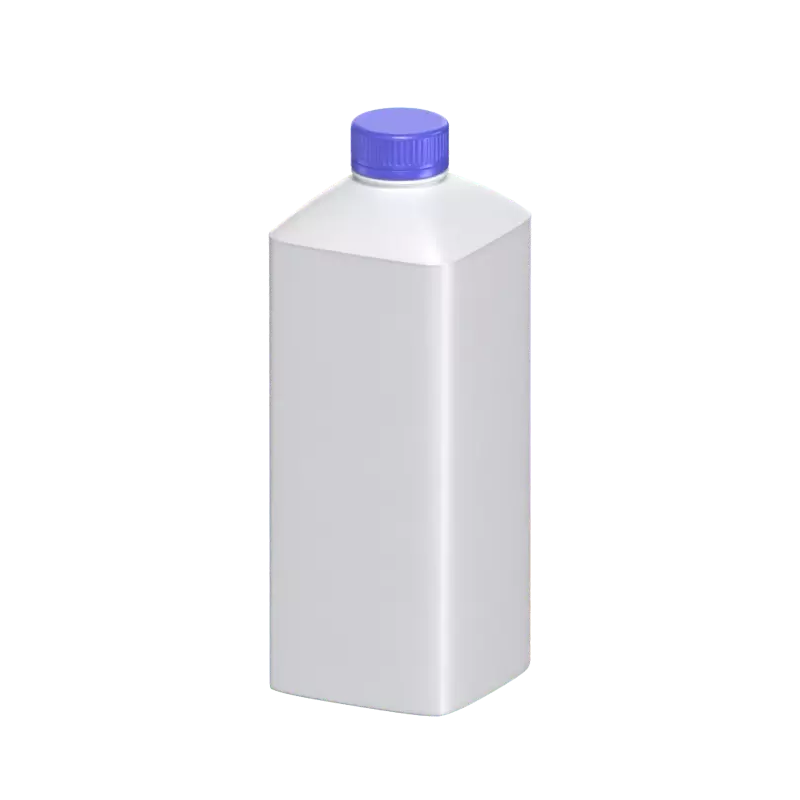 3D Rectangular Bottle With Sharp Edges And Blue Cap 3D Graphic