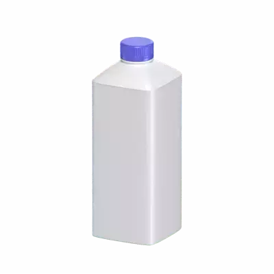 3D Rectangular Bottle With Sharp Edges And Blue Cap 3D Graphic