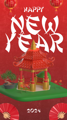 Chinese Lunar New Year Celebration 3D Card Envelope Design 3D Template